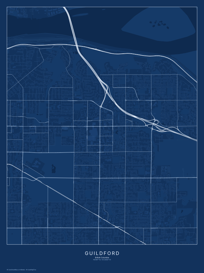 Guildford map poster, blueprint style
