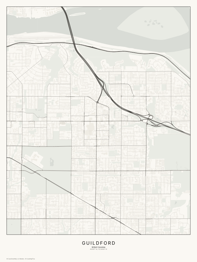 Guildford map poster, classic style