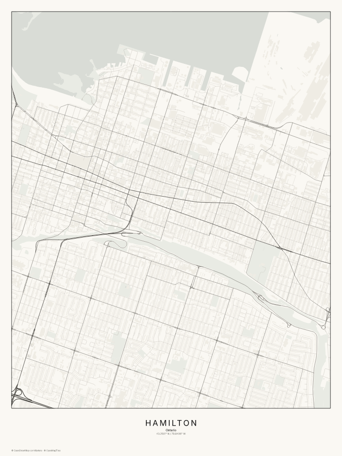 Hamilton map poster, classic style
