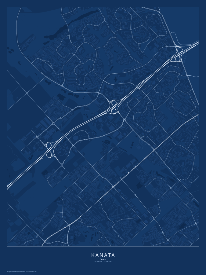 Kanata map poster, blueprint style