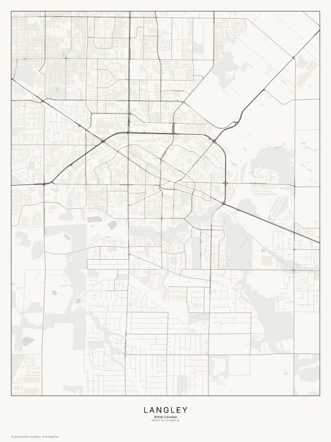 Langley map poster, classic style