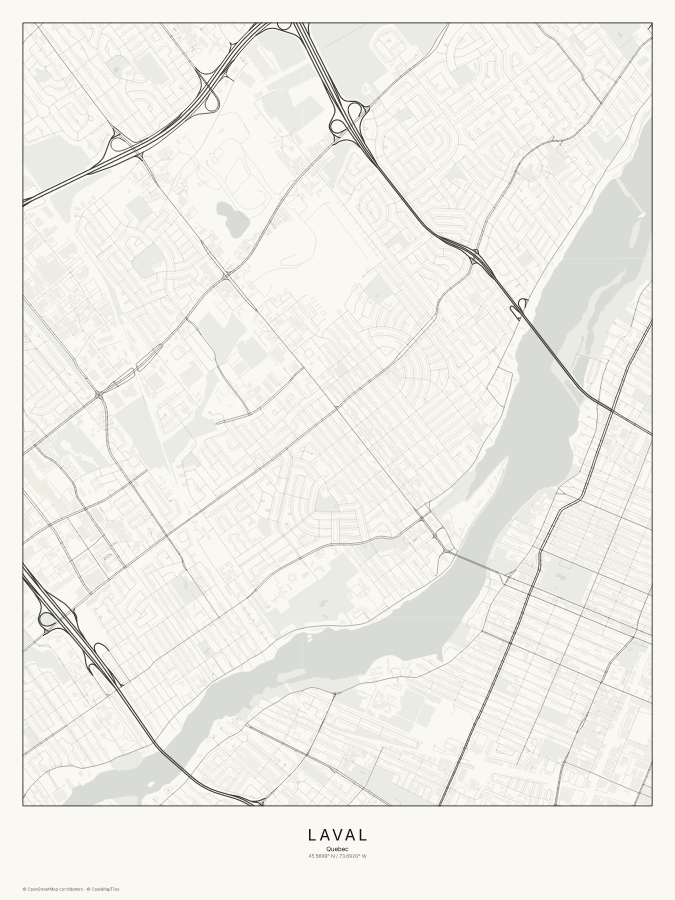 Laval map poster, classic style