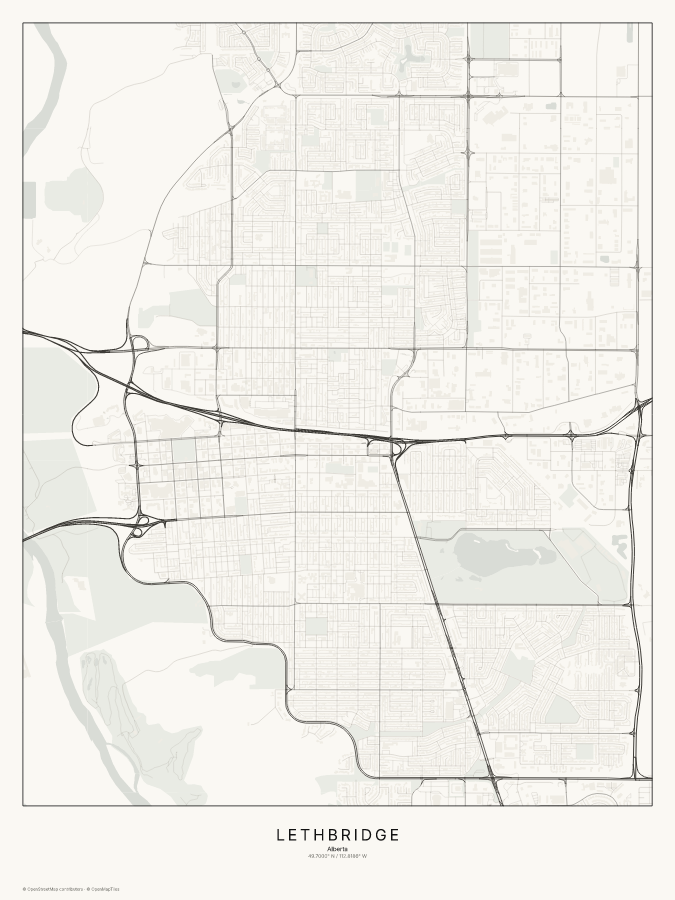Lethbridge map poster, classic style