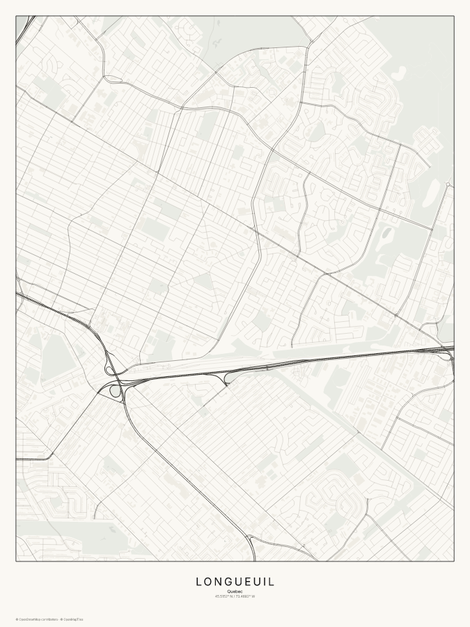 Longueuil map poster, classic style