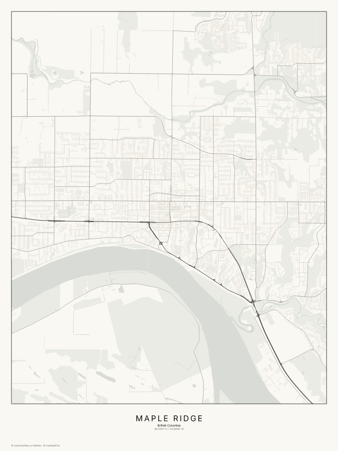 Maple Ridge map poster, classic style