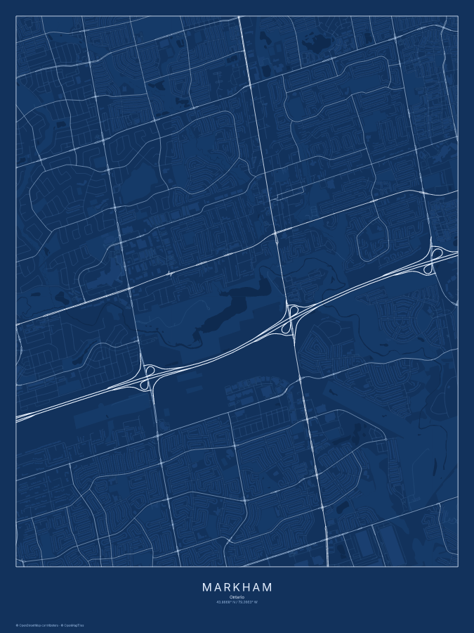 Markham map poster, blueprint style
