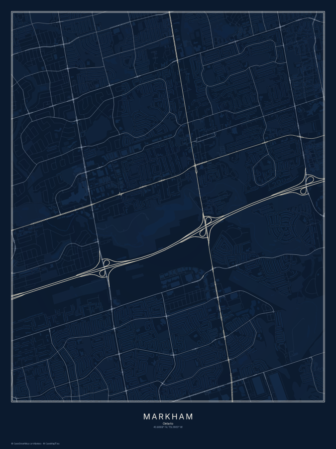 Markham map poster, midnight style