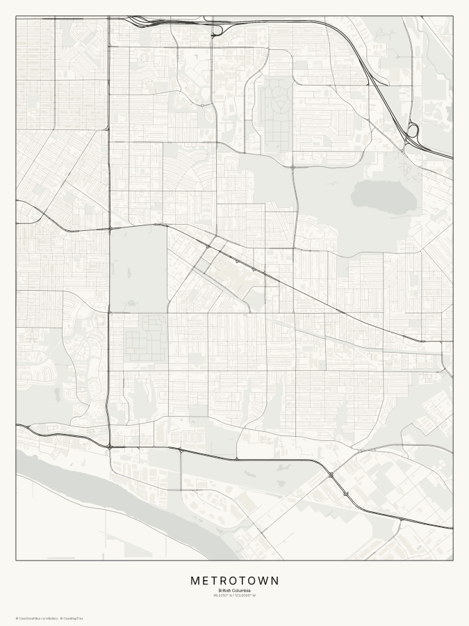 Metrotown map poster, classic style