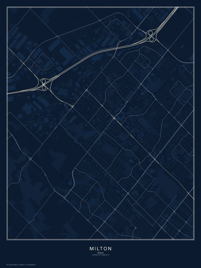 Milton map poster, midnight style