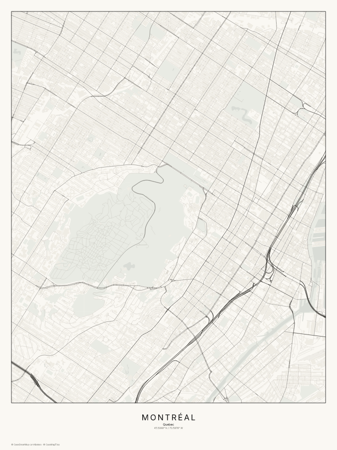 Montréal map poster, classic style