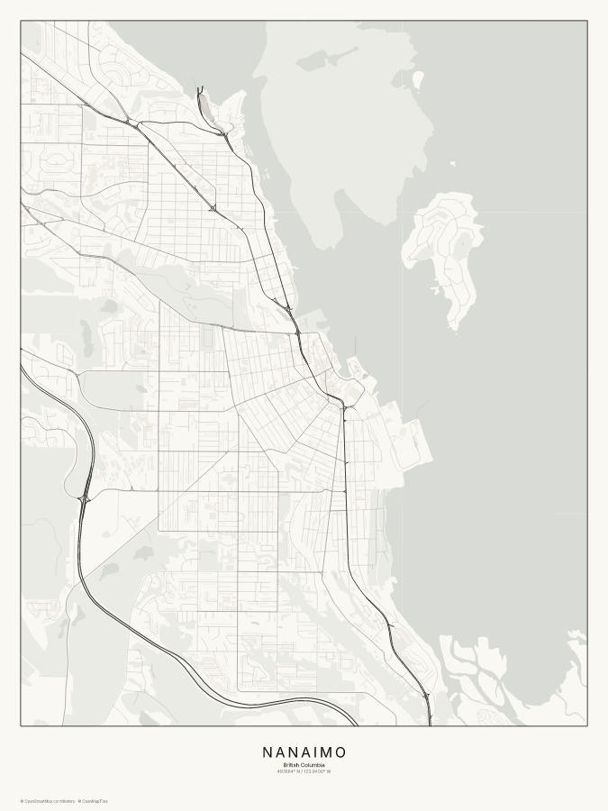 Nanaimo map poster, classic style