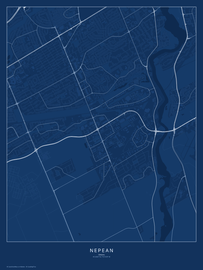 Nepean map poster, blueprint style