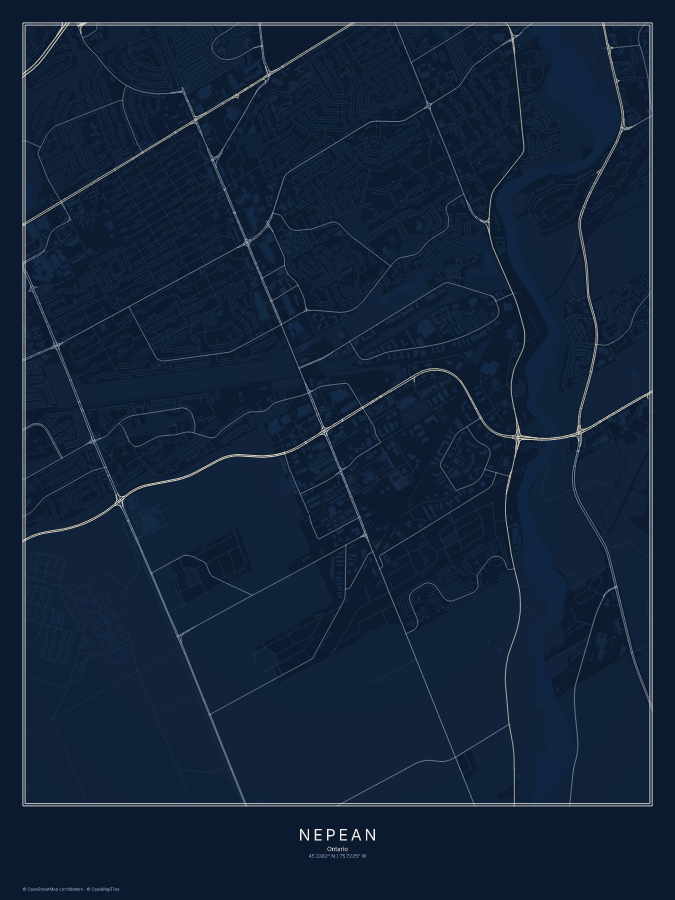 Nepean map poster, midnight style
