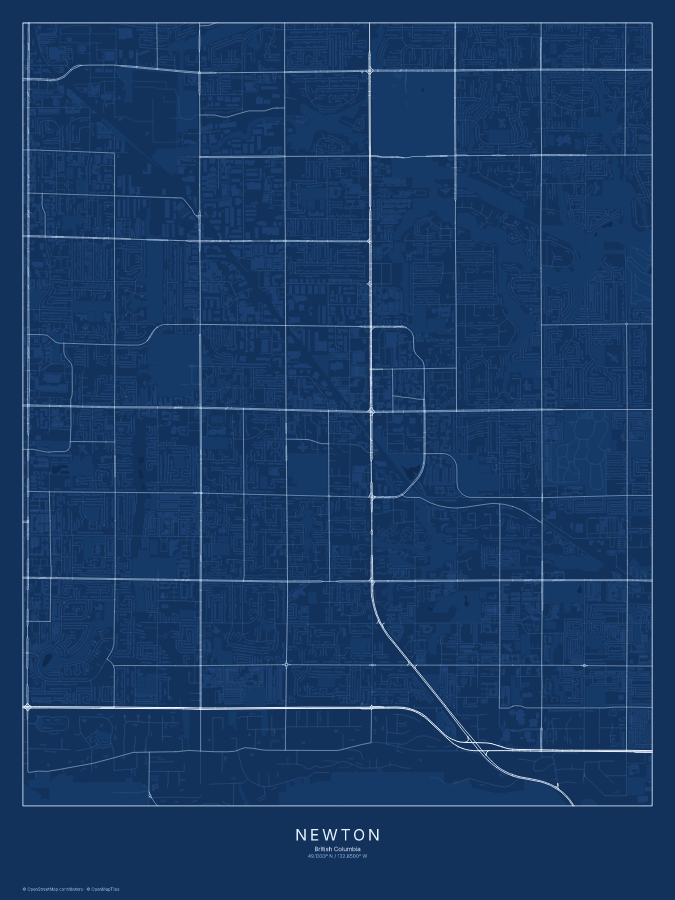 Newton map poster, blueprint style