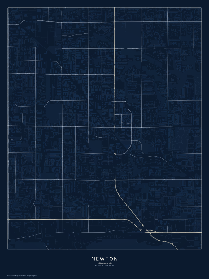 Newton map poster, midnight style