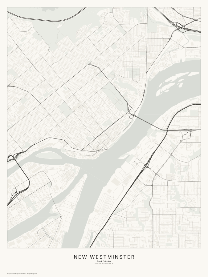 New Westminster map poster, classic style