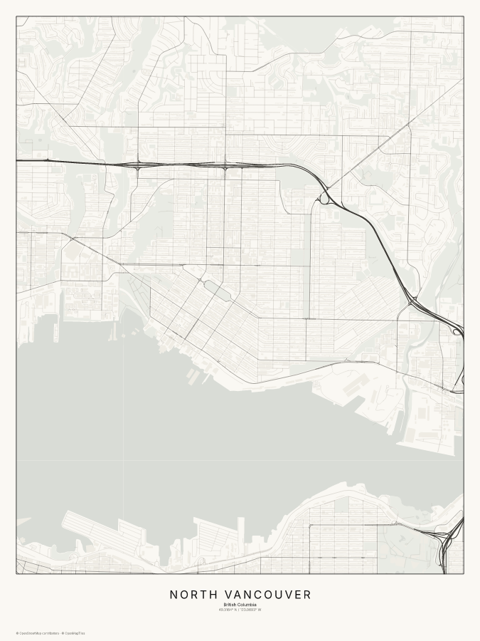 North Vancouver map poster, classic style