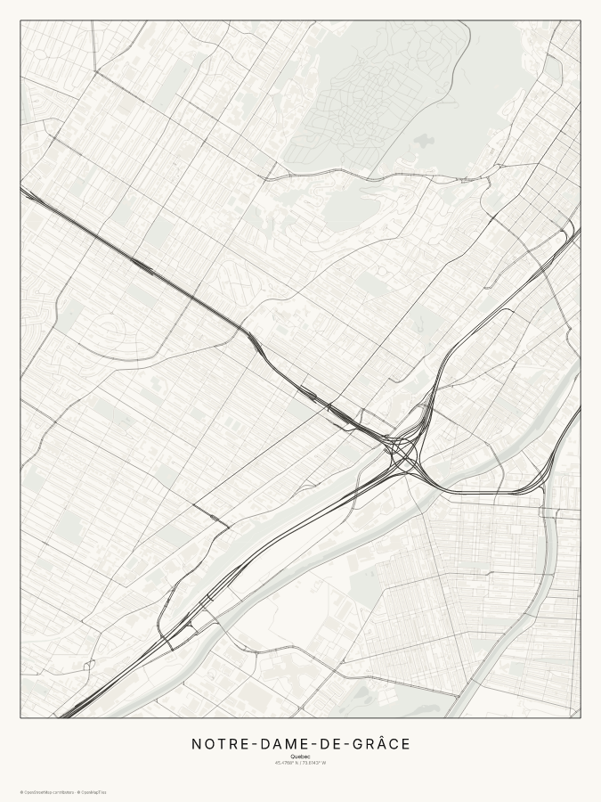 Notre-Dame-de-Grâce map poster, classic style