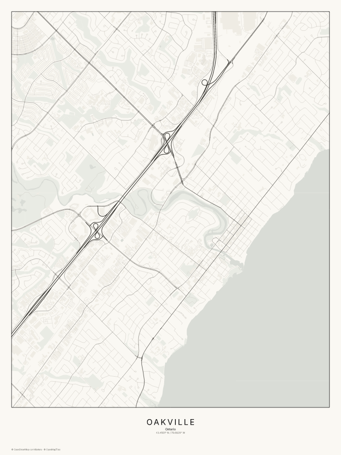 Oakville map poster, classic style