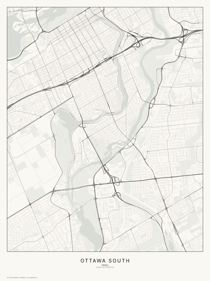 Ottawa South map poster, classic style