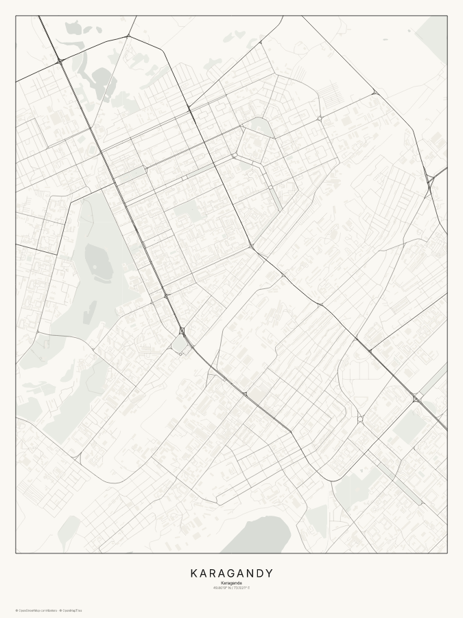 Karagandy map poster, classic style