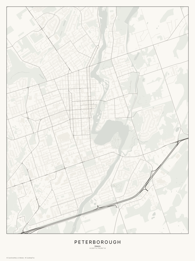 Peterborough map poster, classic style