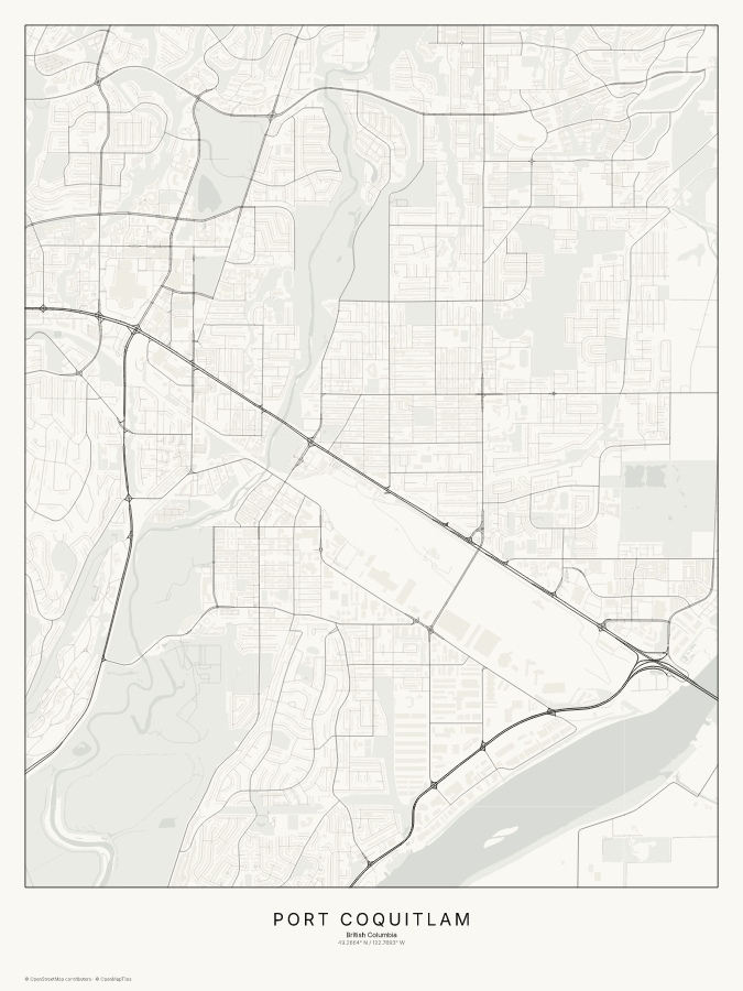 Port Coquitlam map poster, classic style