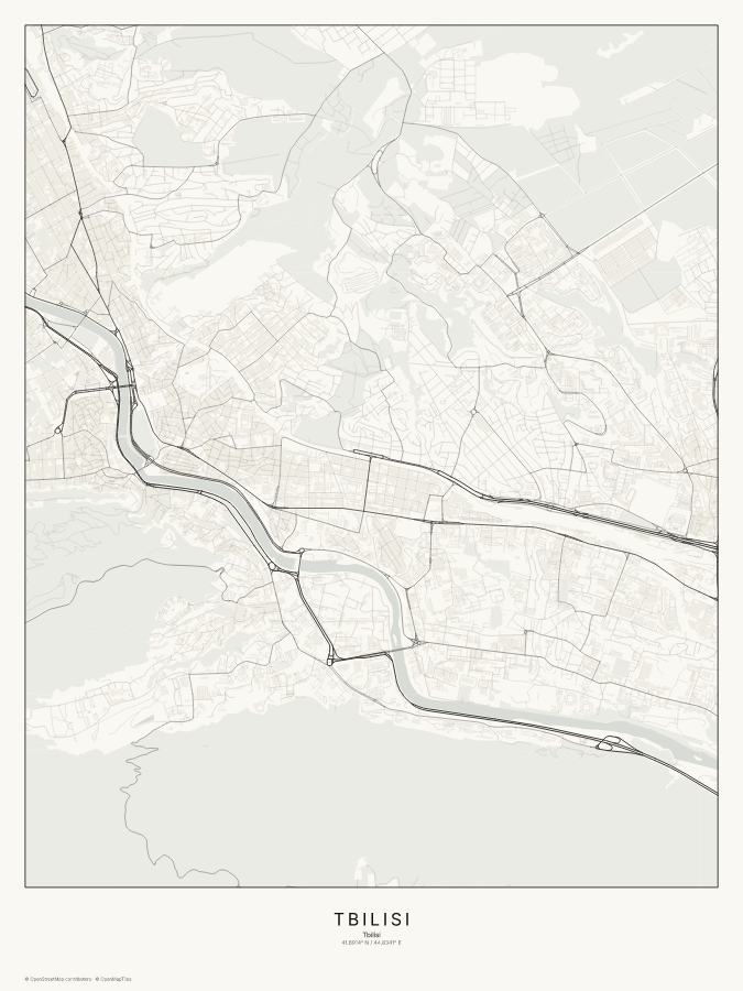 Tbilisi map poster, classic style