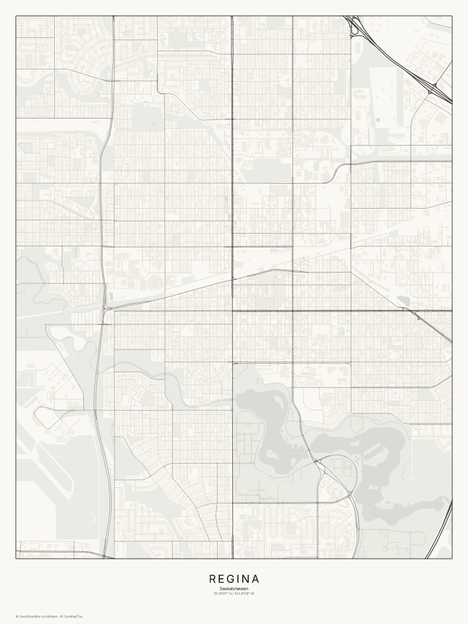Regina map poster, classic style