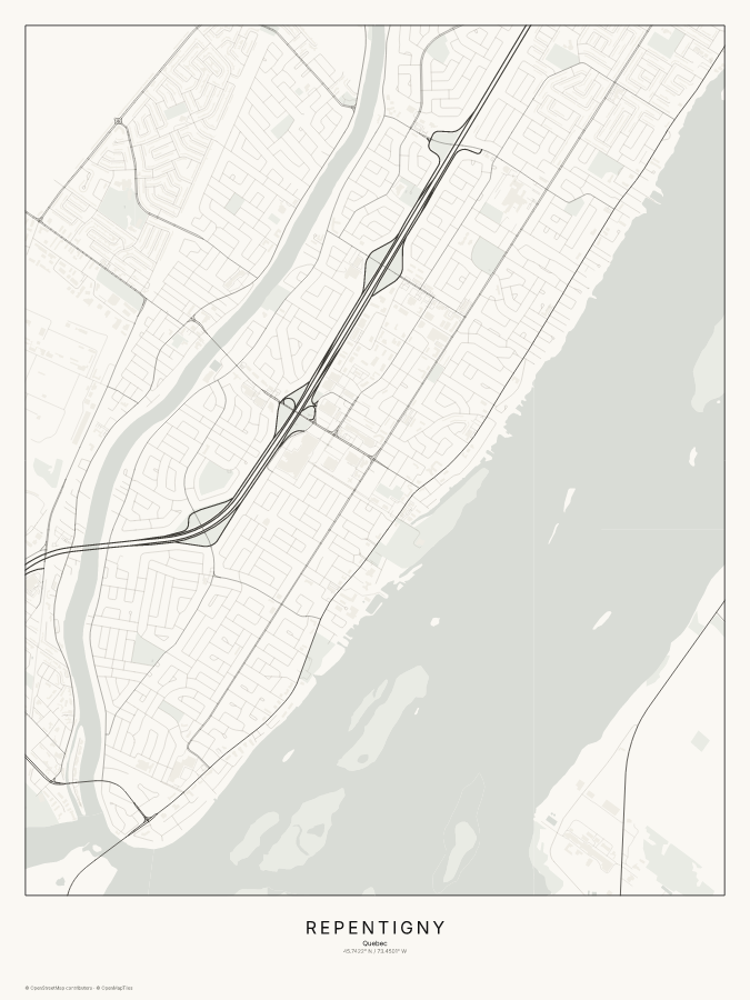 Repentigny map poster, classic style