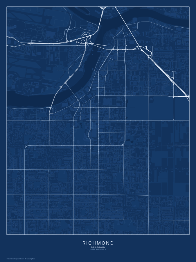 Richmond map poster, blueprint style