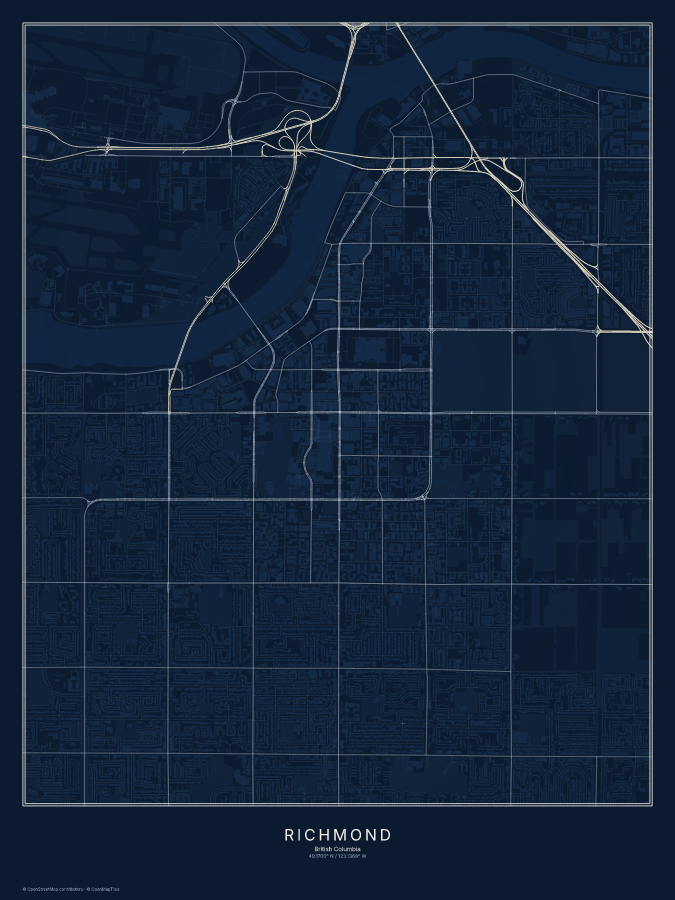 Richmond map poster, midnight style