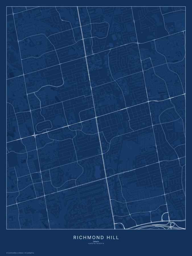 Richmond Hill map poster, blueprint style