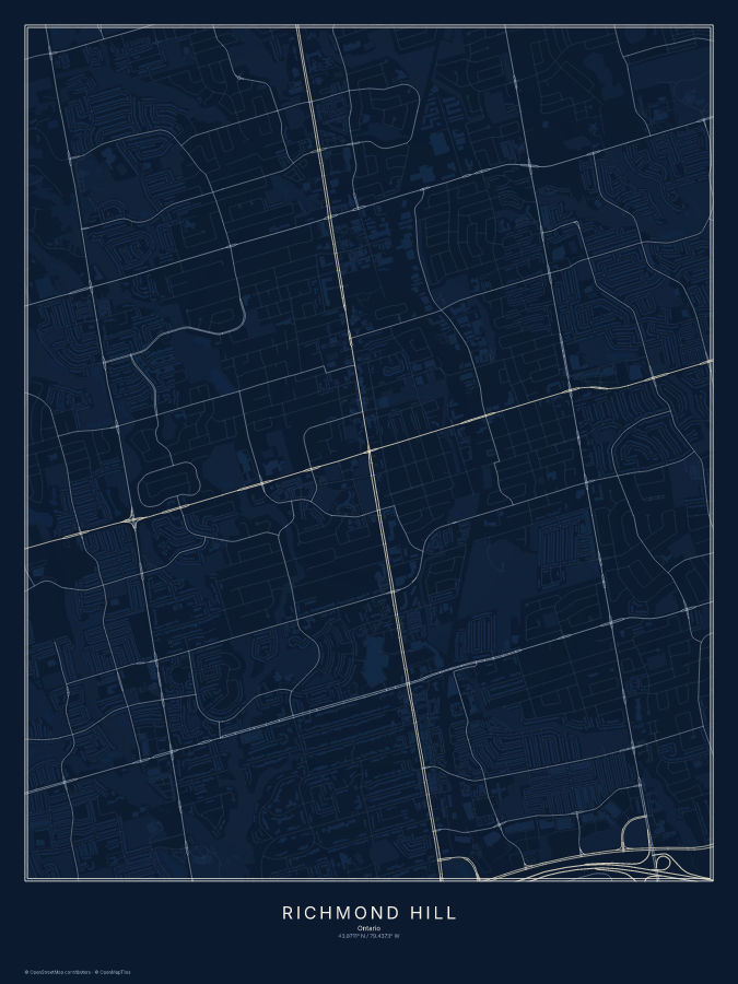 Richmond Hill map poster, midnight style