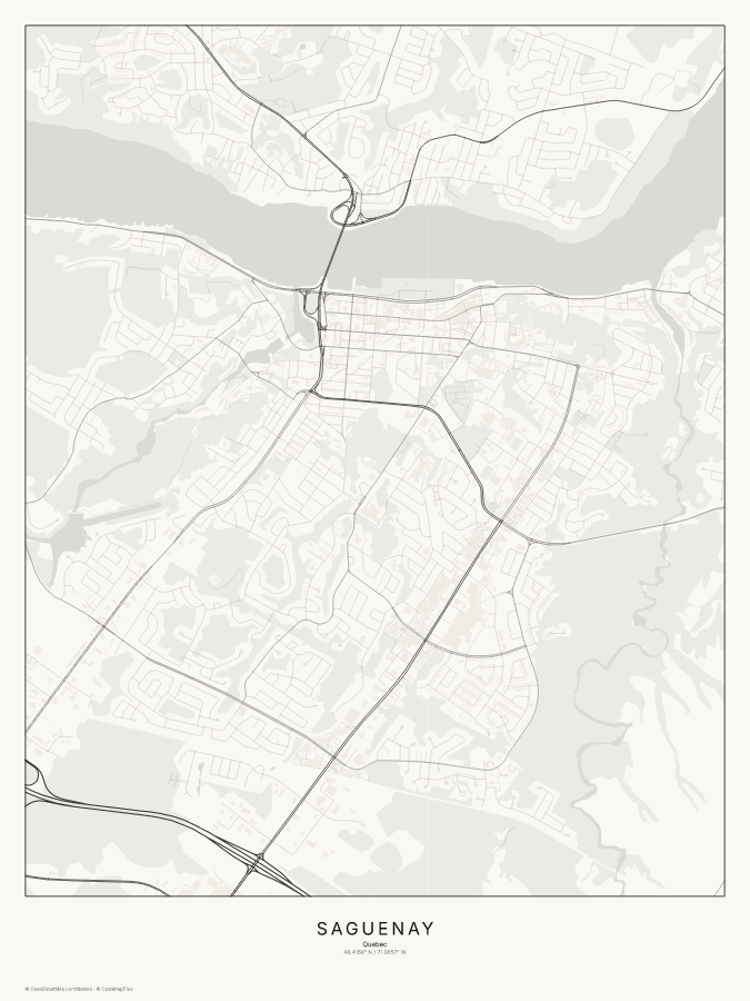Saguenay map poster, classic style