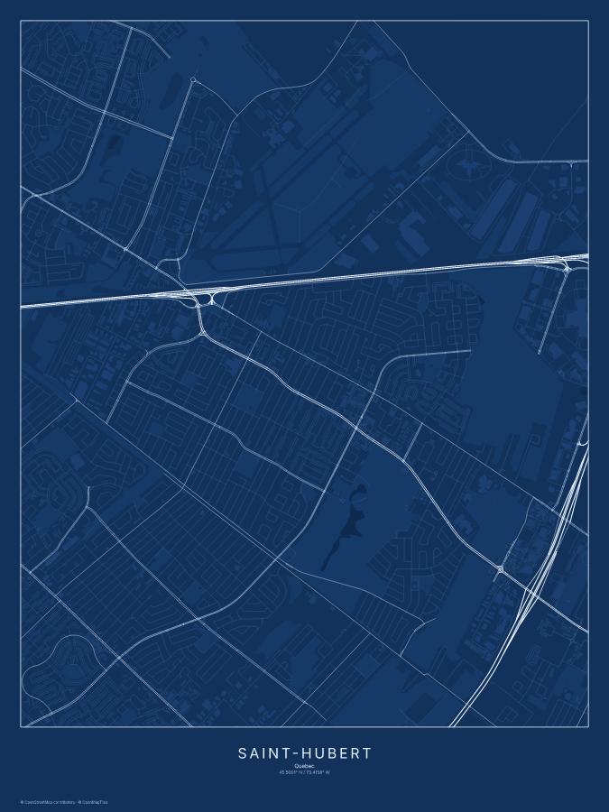 Saint-Hubert map poster, blueprint style