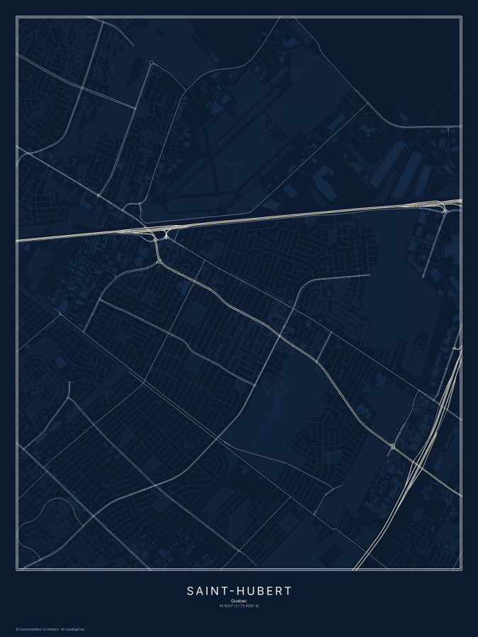 Saint-Hubert map poster, midnight style