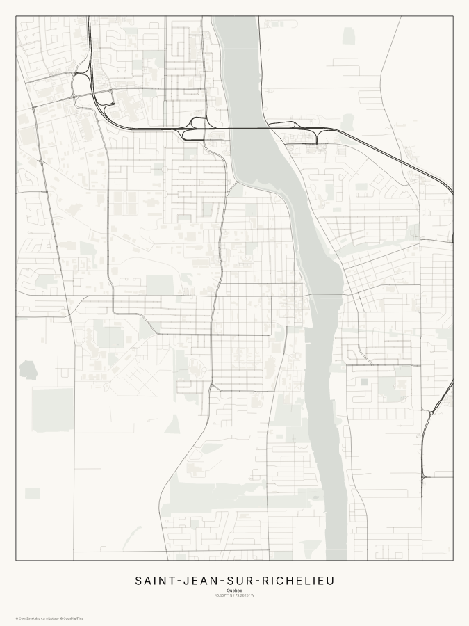 Saint-Jean-sur-Richelieu map poster, classic style