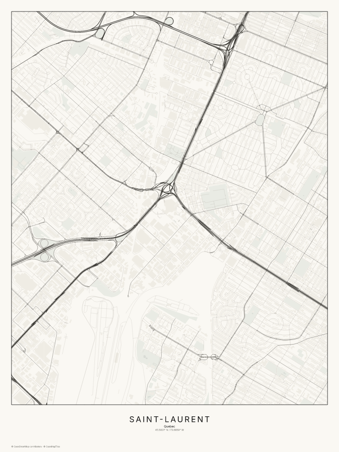 Saint-Laurent map poster, classic style