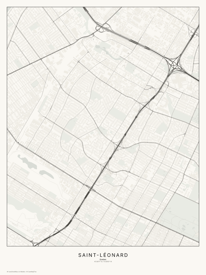 Saint-Léonard map poster, classic style