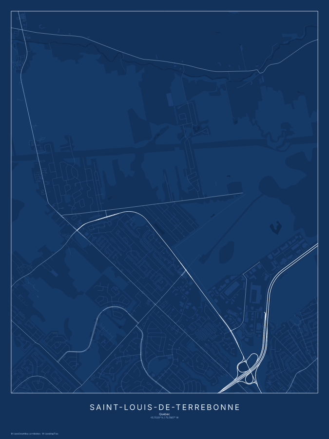 Saint-Louis-de-Terrebonne map poster, blueprint style