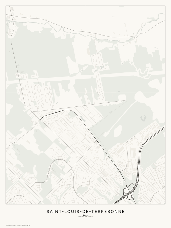 Saint-Louis-de-Terrebonne map poster, classic style