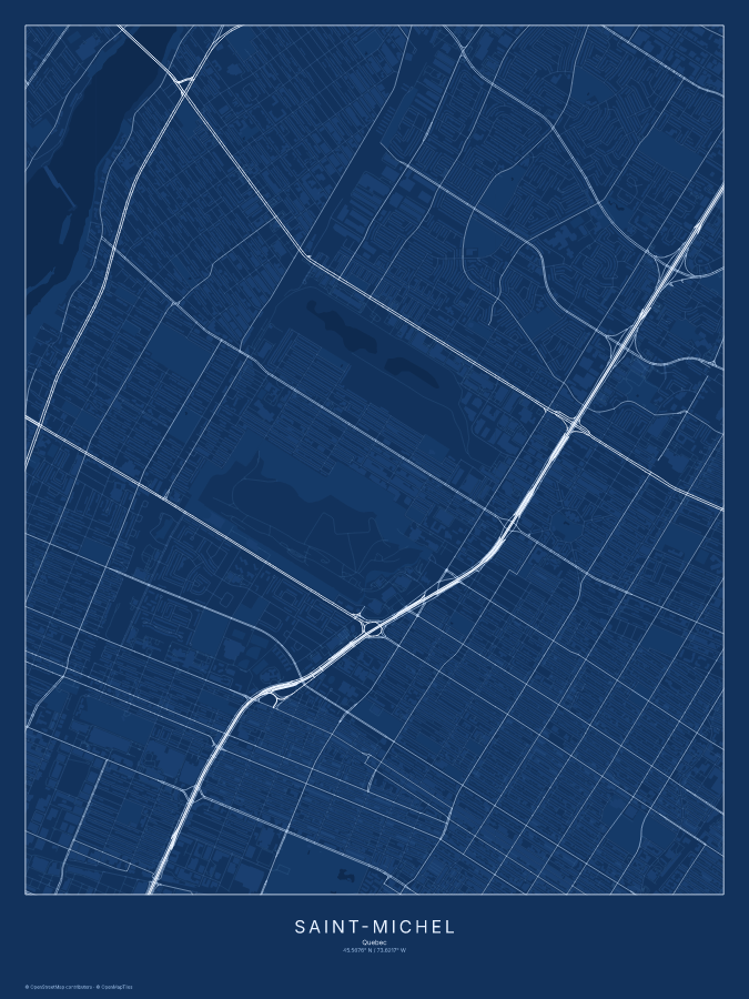 Saint-Michel map poster, blueprint style