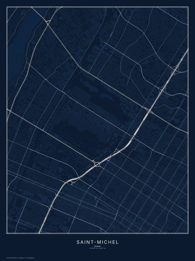 Saint-Michel map poster, midnight style