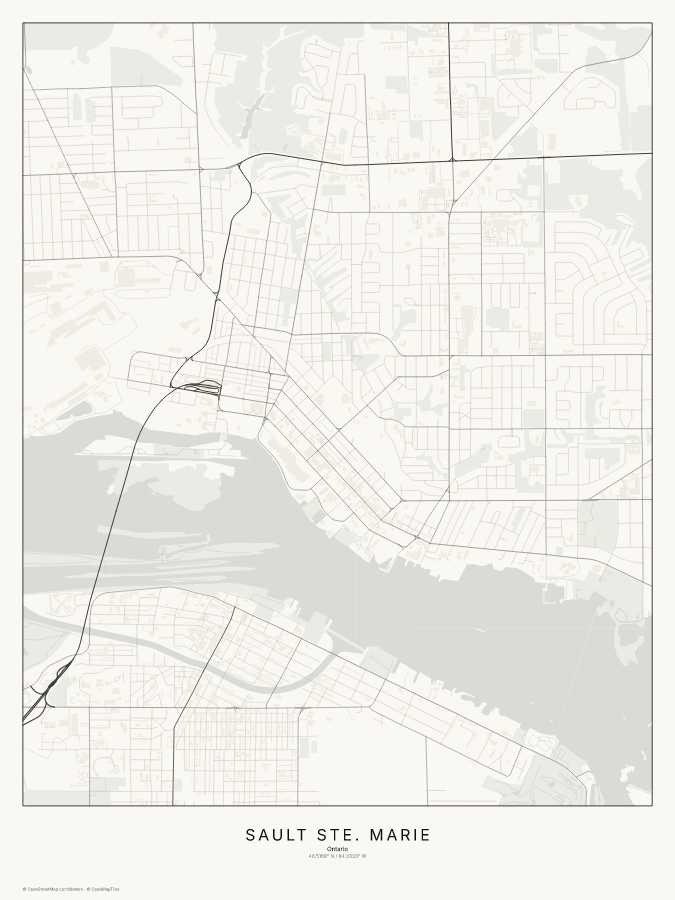 Sault Ste. Marie map poster, classic style