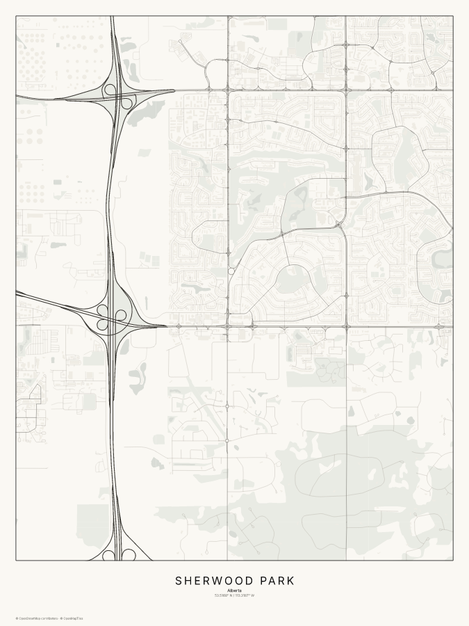 Sherwood Park map poster, classic style