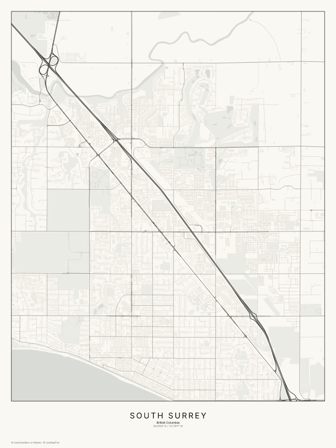 South Surrey map poster, classic style