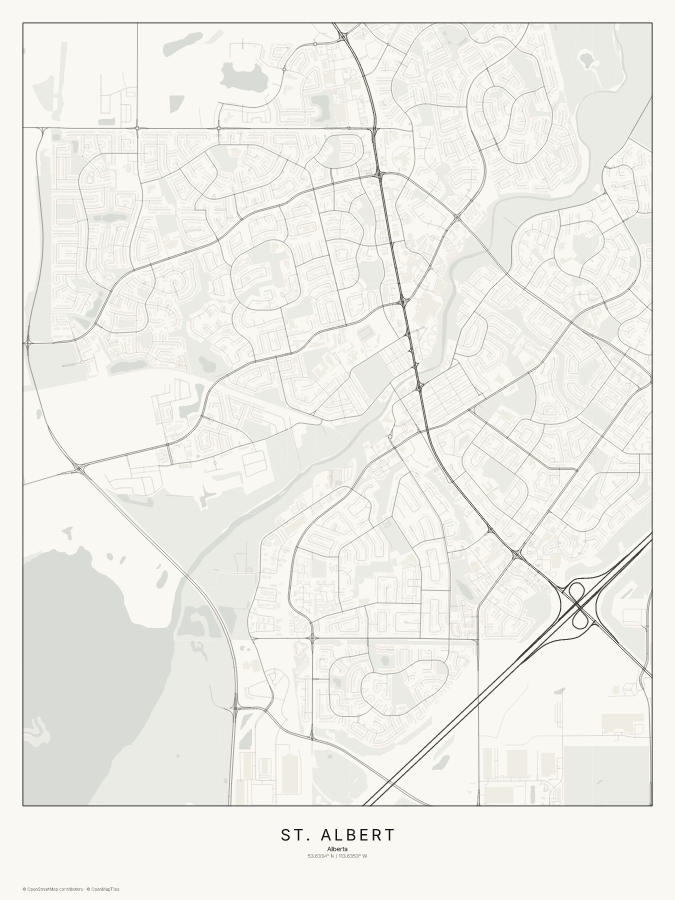 St. Albert map poster, classic style