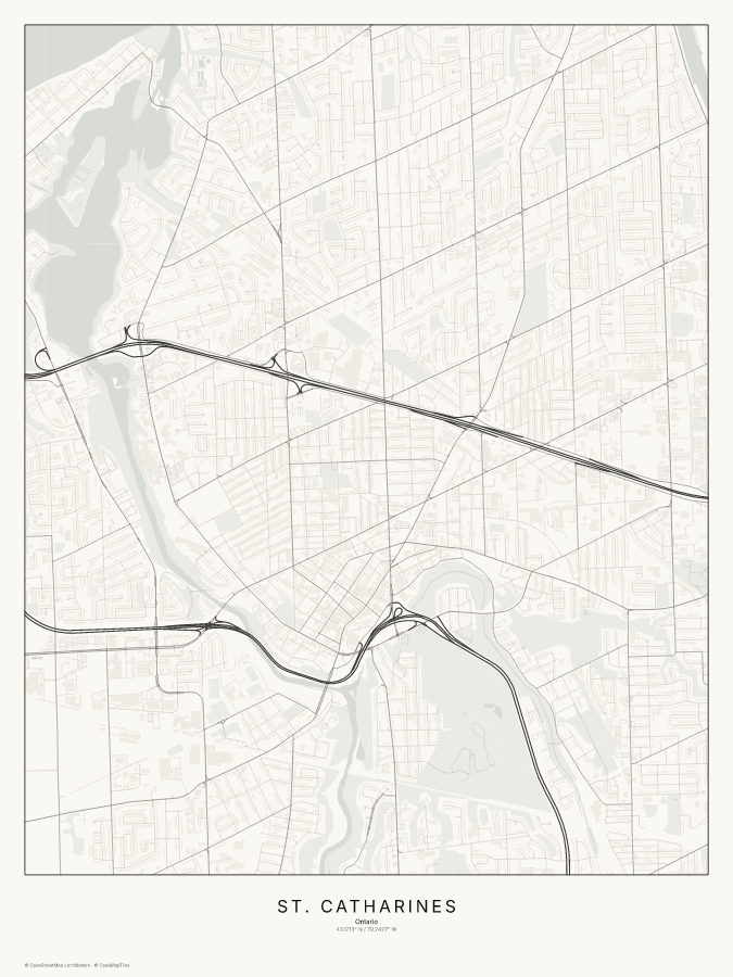 St. Catharines map poster, classic style