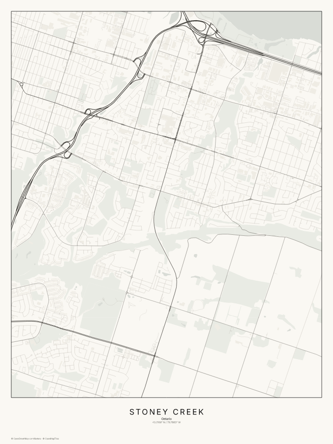 Stoney Creek map poster, classic style